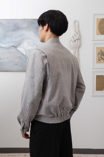 Granite Harrington jacket back detail, vent construction on hemp organic cotton canvas by nowhere studio