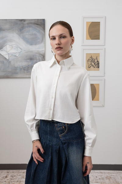 Cropped Blouse in White