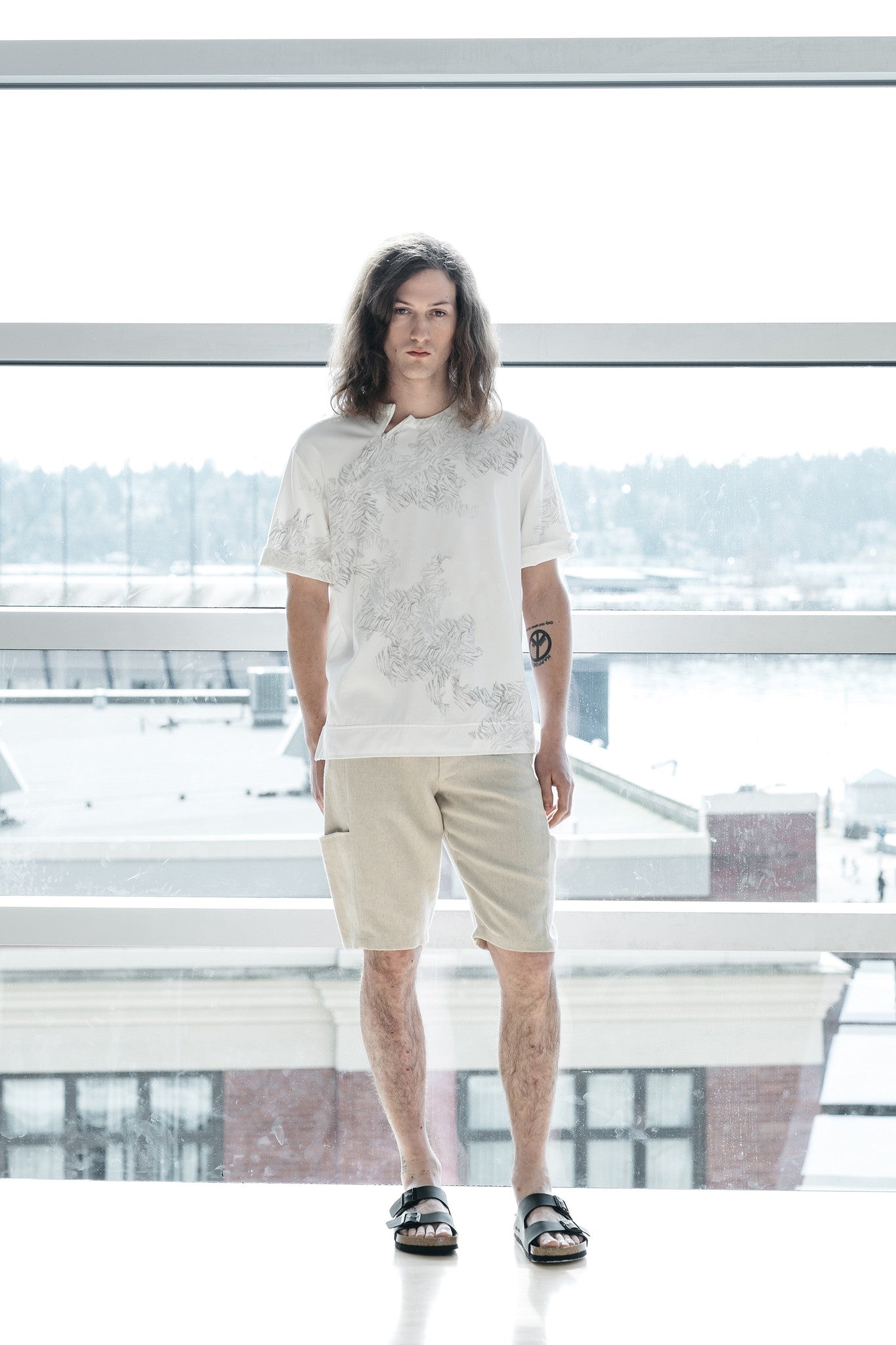 【oan】Slow Frame Vintage Short Sleeve T-shirt Slow Fashion | Men's Printed White Shirt by Nowhere Studio