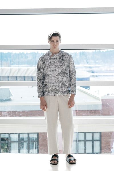 Slow fashion concepts by Nowhere Studio digitally printed organic cotton sweatshirt